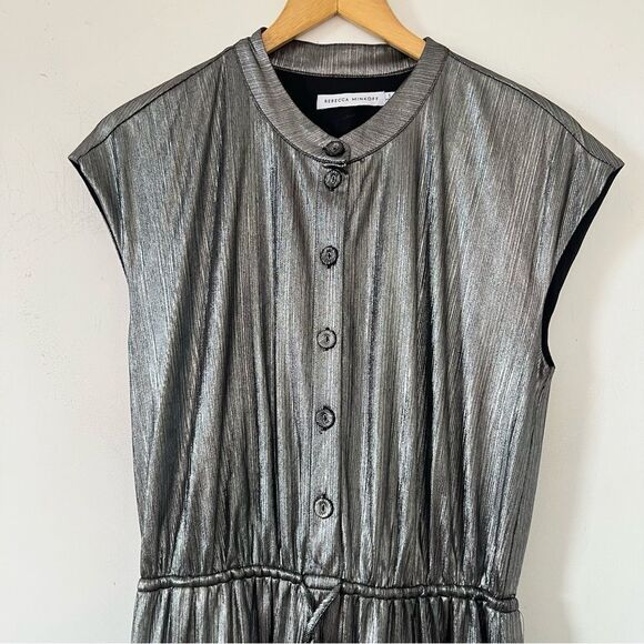 Rebecca Minkoff Silver Metallic Ollie Tiered Mini Dress - Picture 14 of 15